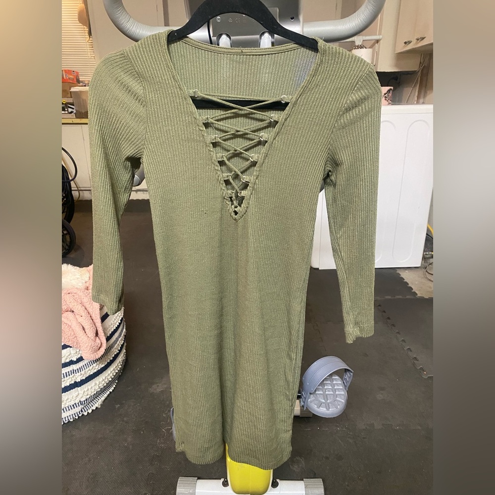 Olive green bodycon dress